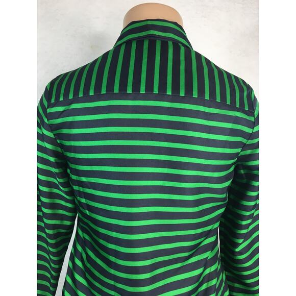 The‎ Limited Blouse Top Womens X-Small Button-Down Blue & Green Stripes - Picture 8 of 11